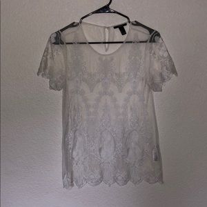 Sheer lace short sleeve top